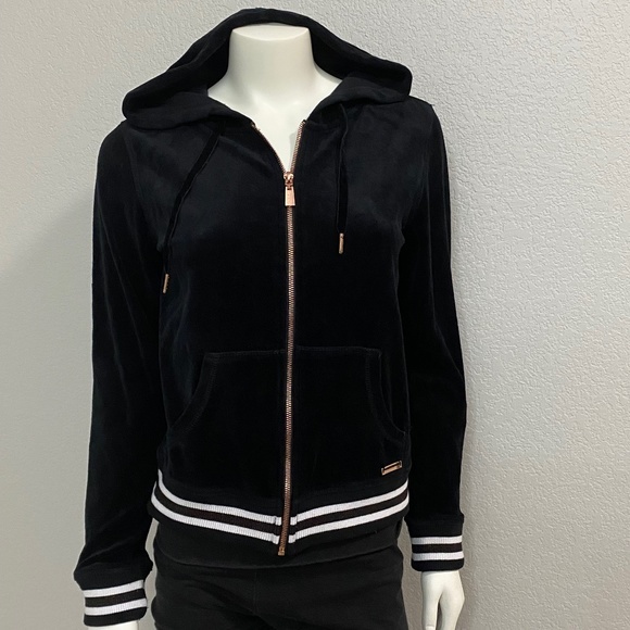 Betsey Johnson Velour Black Hoodie - Picture 1 of 11